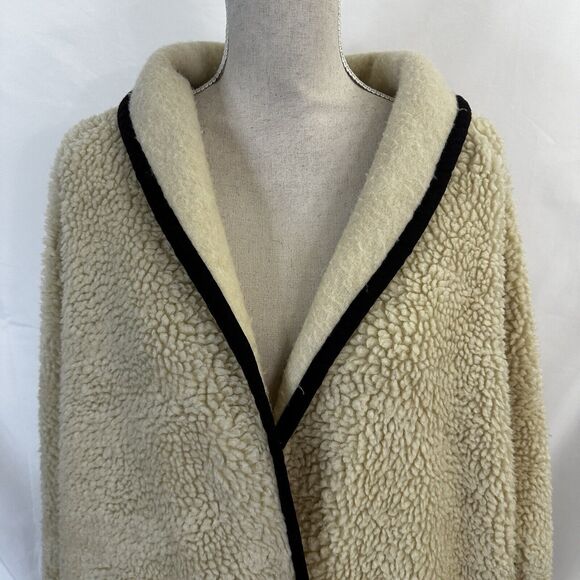 Free People Irresistible Teddy Cardi Maxi Jacket Pockets Oversized Ivory LARGE - Picture 3 of 9